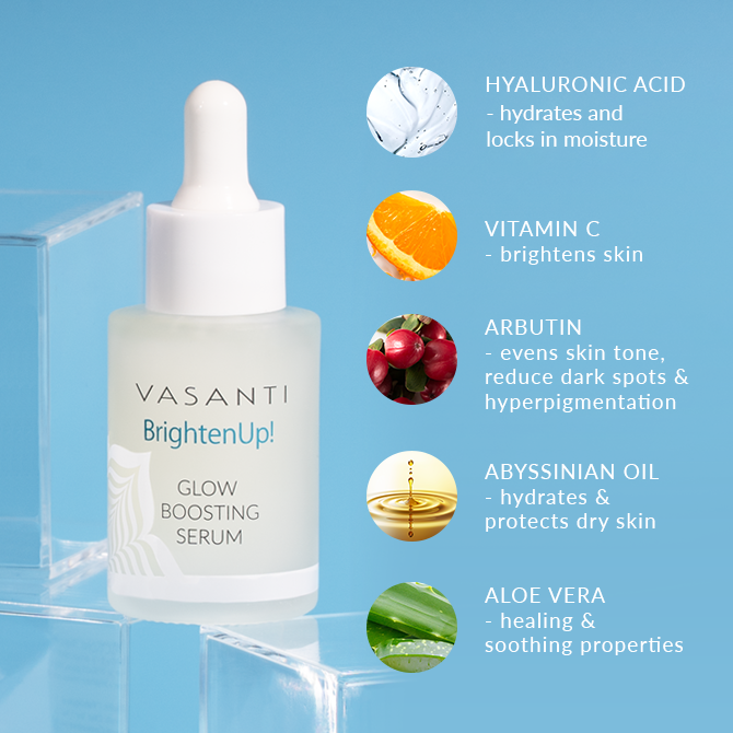 Brighten Up! Trio Exfoliator + Amplify Moisturizer + Glow Boosting Serum Kit - Vasanti Cosmetics