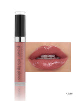 Vasanti Power Oils Lip Gloss - Shade Celeb lip swatch and product front shot
