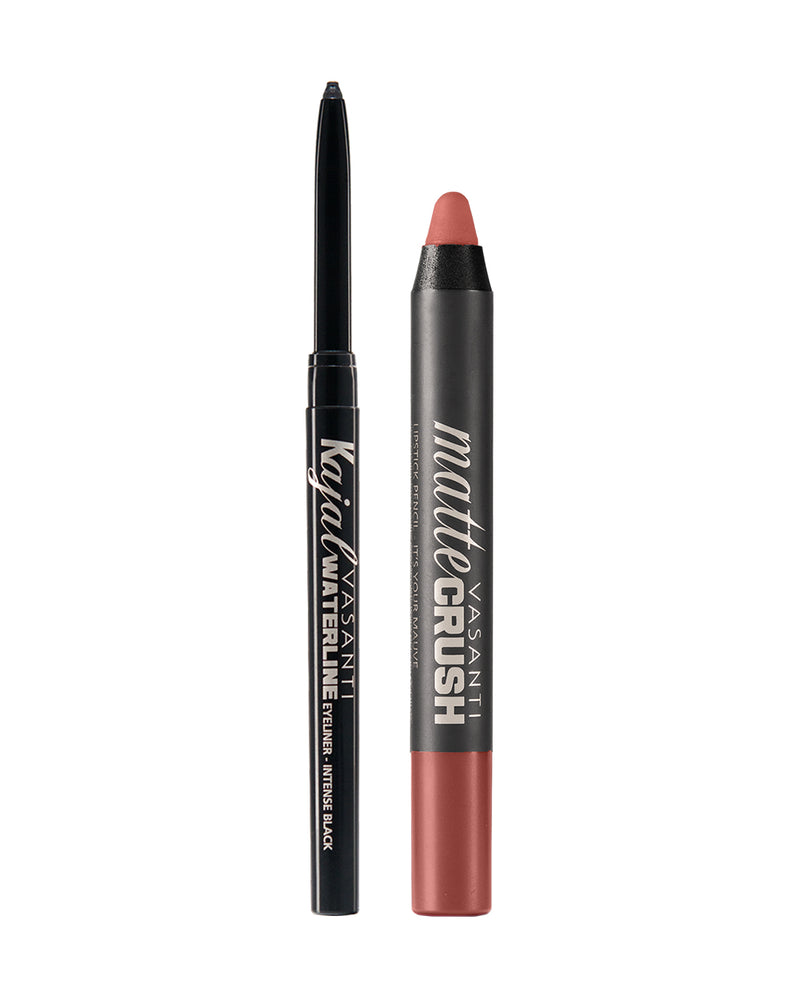 Kajal Waterline Eyeliner & Matte Crush Lipstick Duo – Vasanti Cosmetics -  USA
