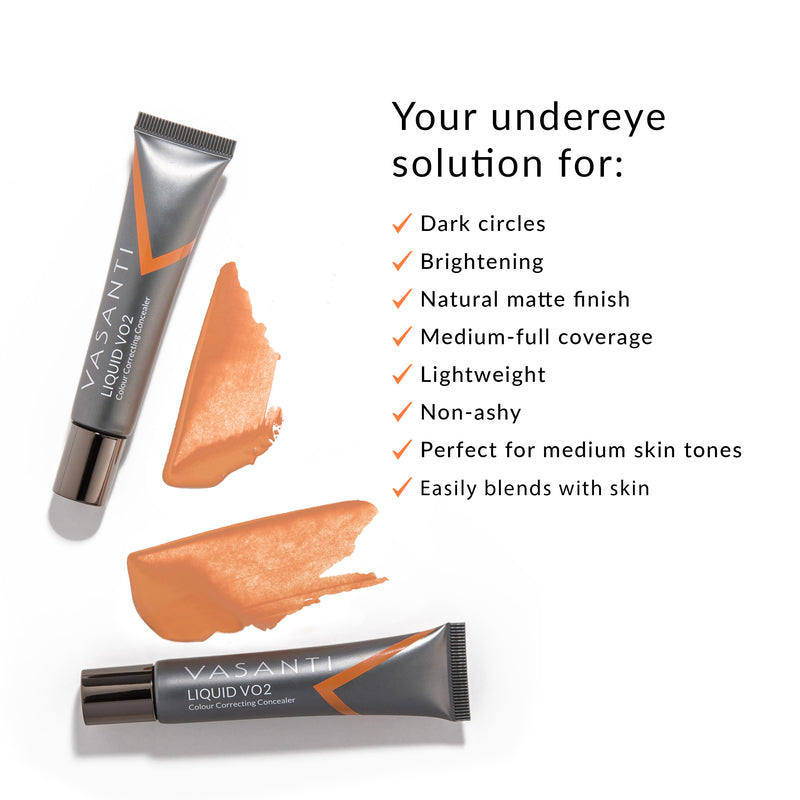Liquid VO2 Dark Circle Eraser &  VO2 "Flat Angled Foundation" Stubby Brush - Vasanti Cosmetics