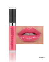 Vasanti Power Oils Lip Gloss - Shade Teacher lip swatch and product front shot