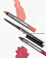 Vasanti Kajal Waterline Eyeliner and Vasanti Matte Crush Lipstick Pencil - with swatch lifestyle shot