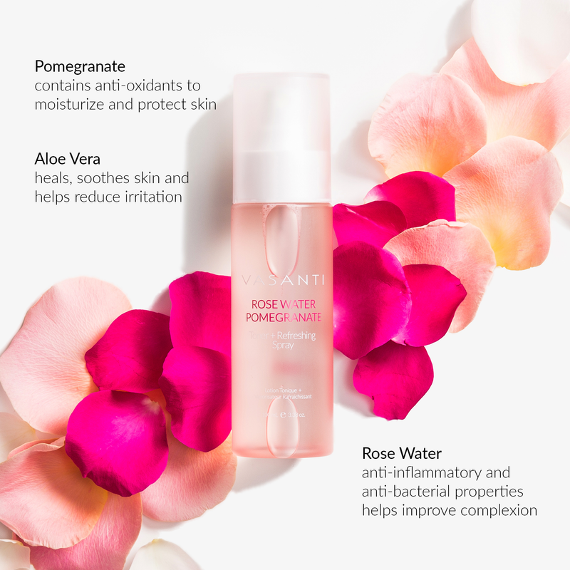 Rosewater and Pomegranate Toner + Refreshing Spray + Age is Only A Number - Vasanti Cosmetics