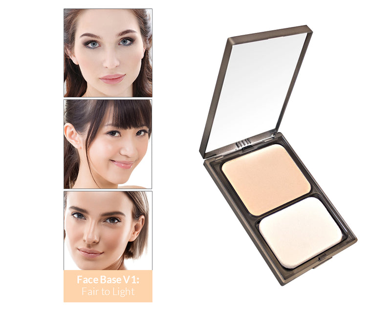 Vasanti Face Base Powder Foundation - Shade V1 Fair to Light - Front shot with swatch